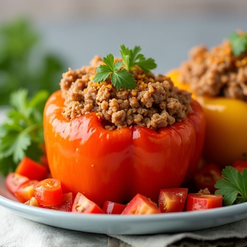 Baked Lean Ground Turkey Stuffed Bell Peppers