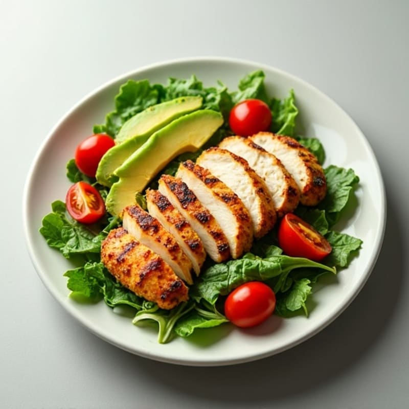 Crispy Avocado and Grilled Chicken Salad