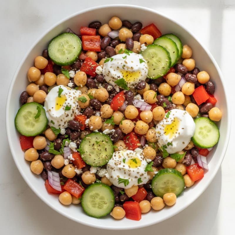 Mediterranean Chickpea and Black Bean Bowl