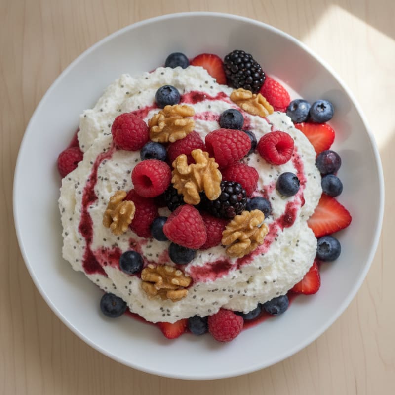 Greek Yogurt Protein Mousse with Mixed Berries