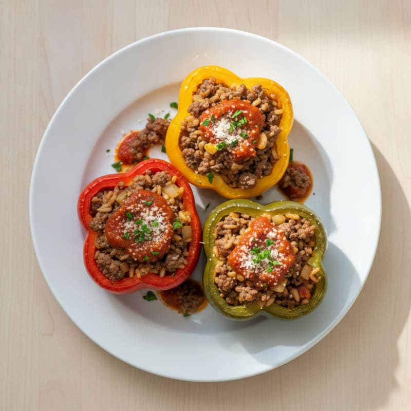 Beef and Rice Stuffed Bell Peppers