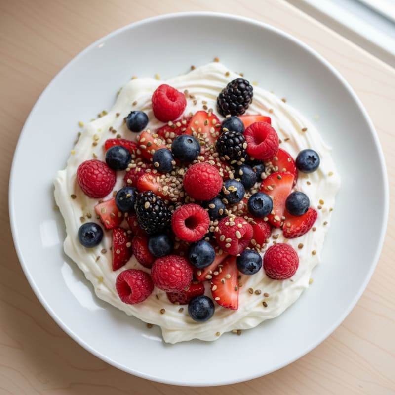Silky Greek Yogurt Protein Pudding with Mixed Berries