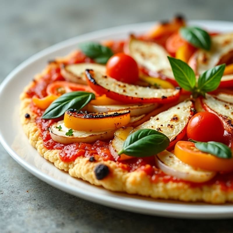 Crispy Cauliflower Crust Pizza with Roasted Vegetables