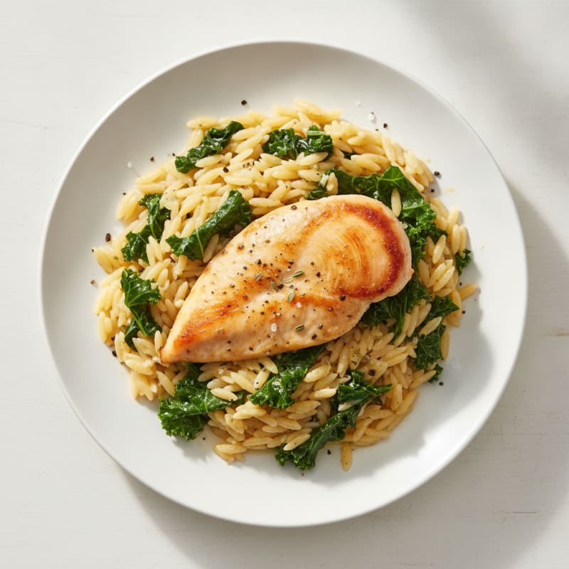 Lemon-Herb Chicken with Orzo and Kale