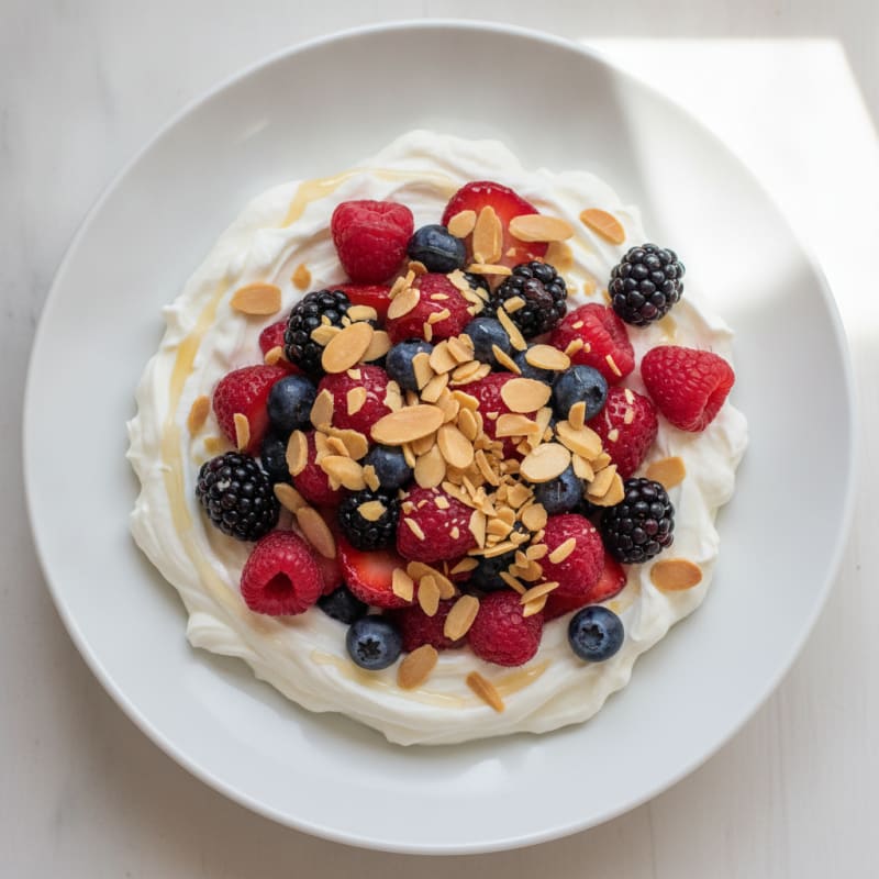 Greek Yogurt Protein Bowl with Mixed Berries and Almonds