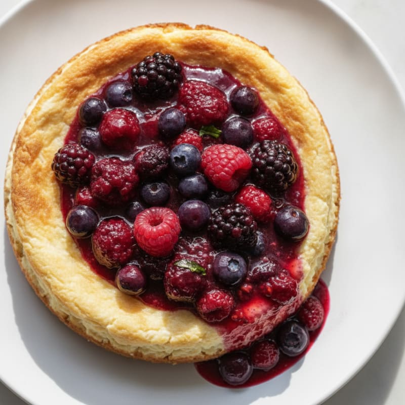 Creamy Cottage Cheese Protein Cheesecake with Mixed Berry Compote