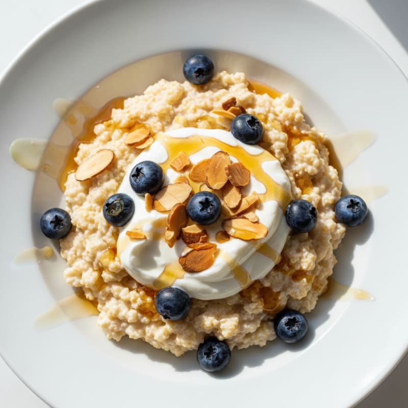 Creamy Protein Cream of Wheat with Greek Yogurt and Berries