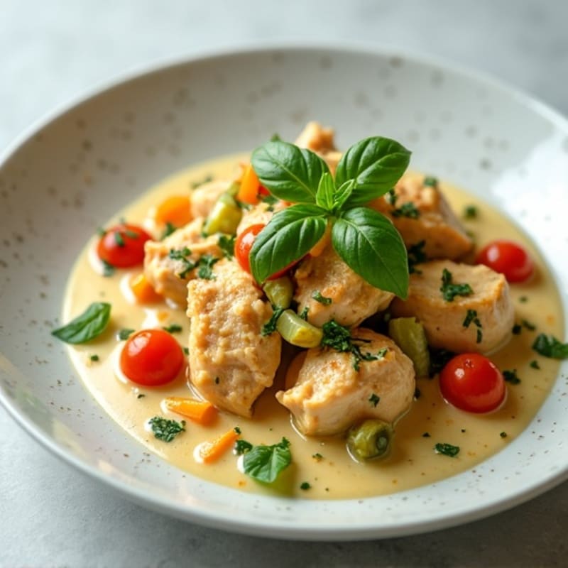 Creamy Coconut Chicken with Fresh Green Curry Vegetables