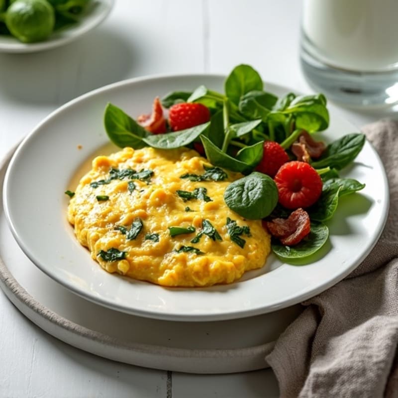 Cottage Cheese Scramble with Spinach and Turkey Bacon