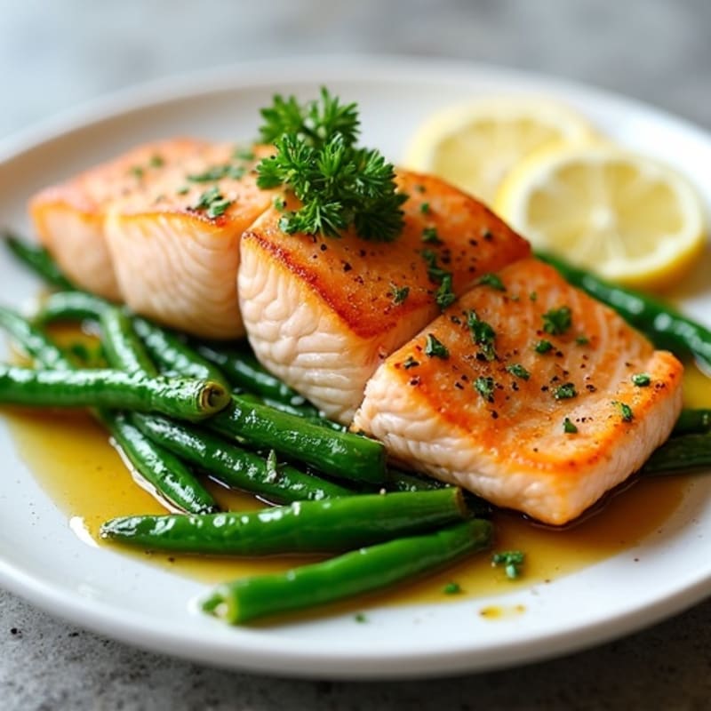Lemon-Herb Roasted Salmon with Crispy Green Beans
