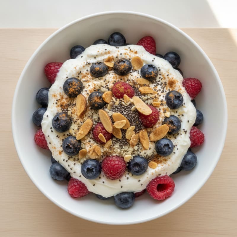High-Protein Berry and Nut Parfait