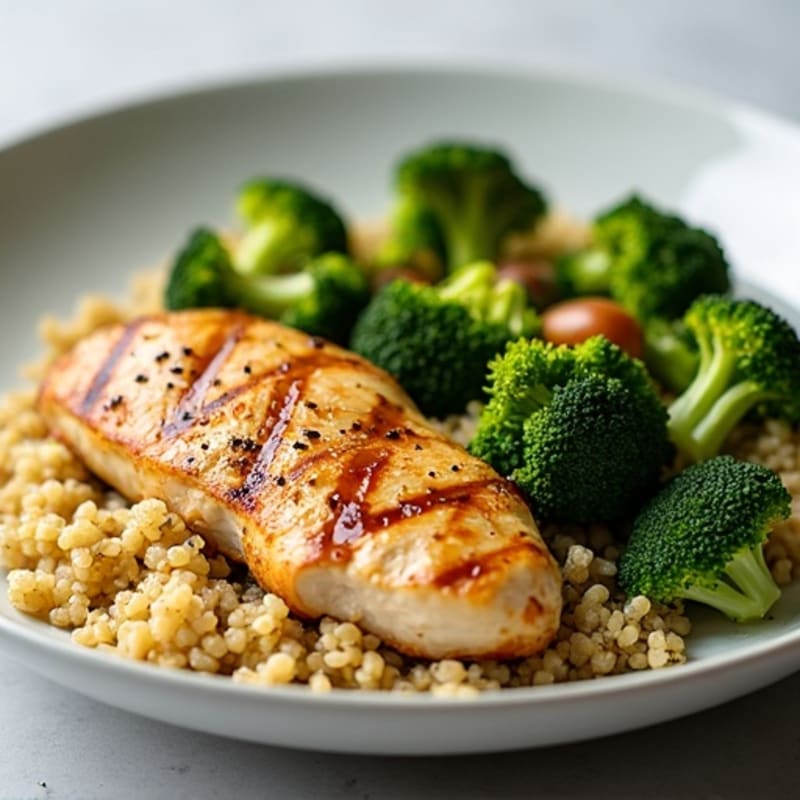 Grilled Chicken Breast with Roasted Broccoli and Quinoa