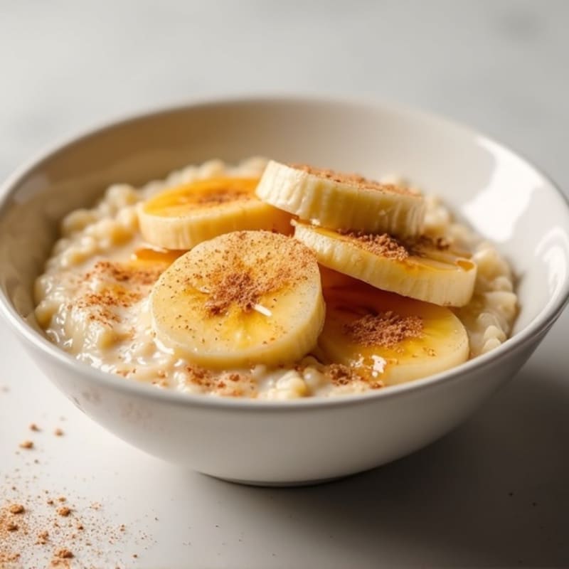 Creamy Banana Protein Oats with Warm Caramelized Topping