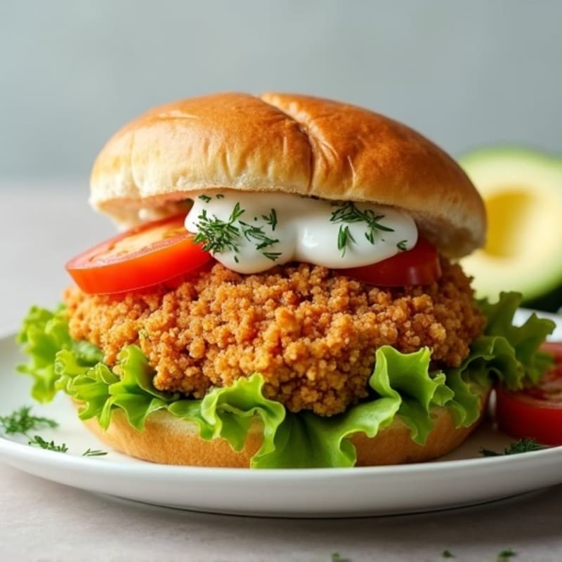Crispy Baked Chicken Sandwich with Herb Yogurt Sauce