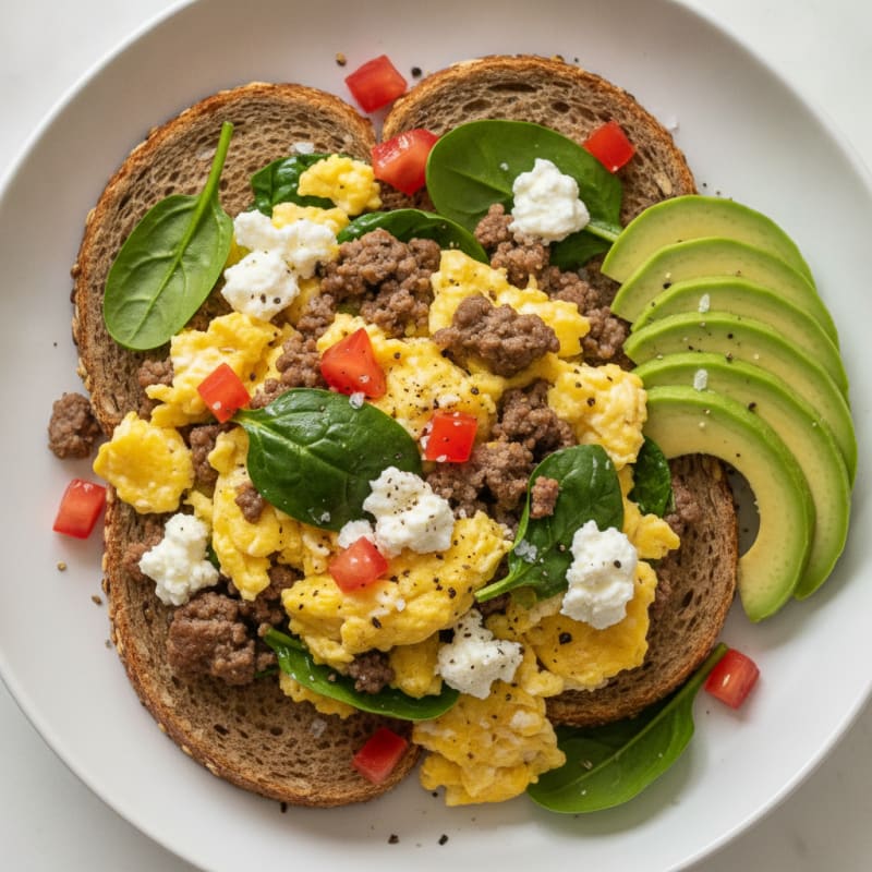 Savory Scrambled Eggs with Cottage Cheese and Rye