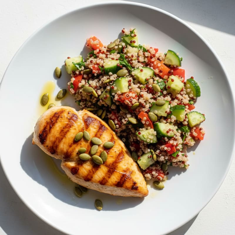 Grilled Chicken Breast with Crunchy Quinoa Salad