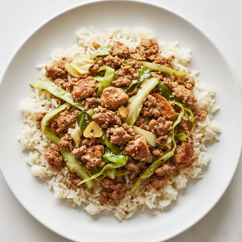 Turkey and Cabbage Stir-Fry with Basmati Rice