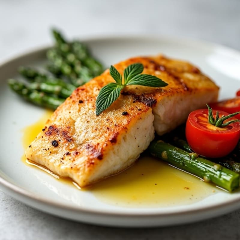 Seared Tilapia with Roasted Asparagus and Tomato