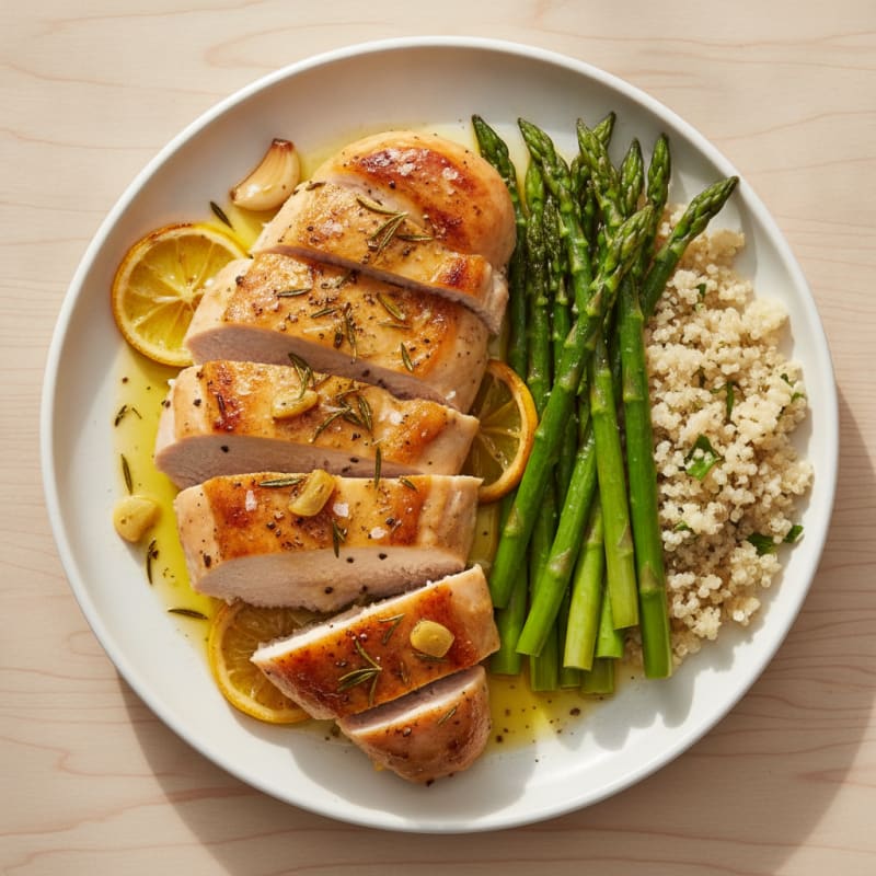 Lemon Herb Roasted Chicken with Asparagus