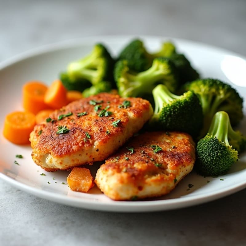 Crispy Baked Chicken Thighs with Roasted Sweet Potatoes and Broccoli