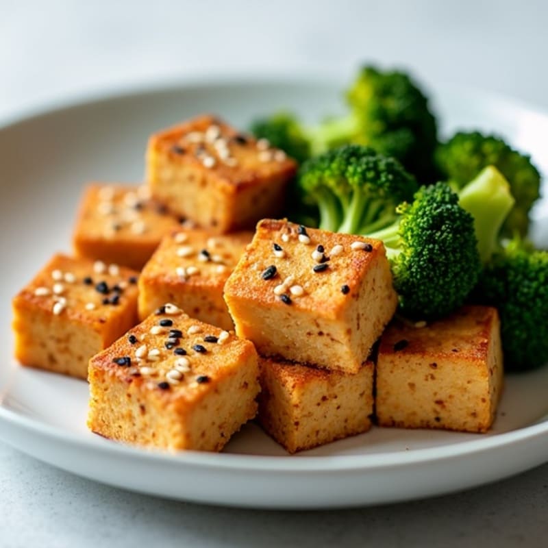 Crispy Baked Tofu with Roasted Broccoli