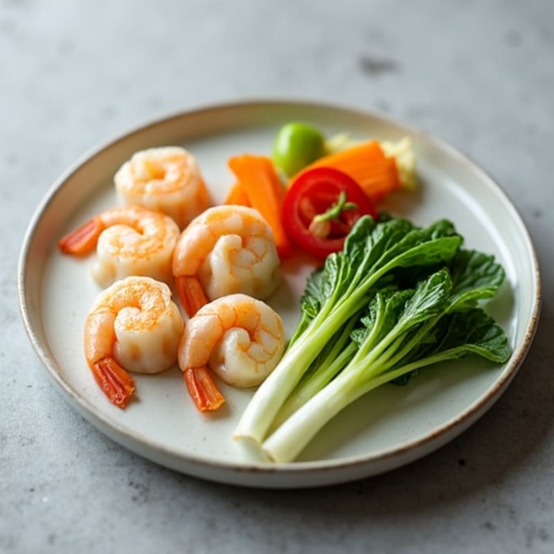Steamed Shrimp Dumplings with Crunchy Bok Choy Salad