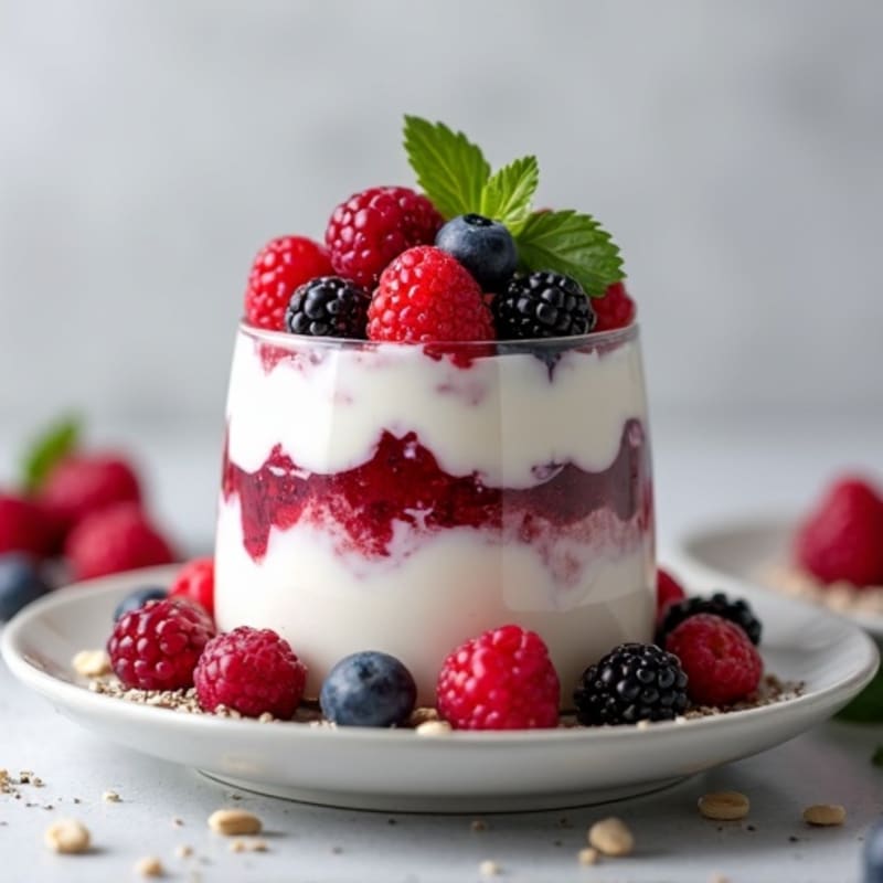 Silky Greek Yogurt Protein Parfait with Mixed Berries