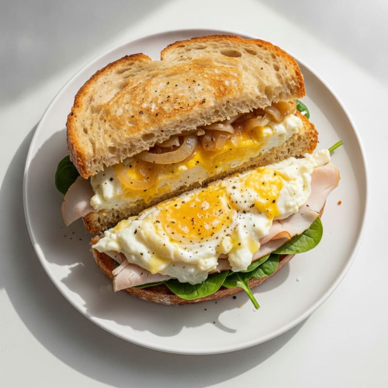Sourdough Egg Sandwich with Caramelized Onions