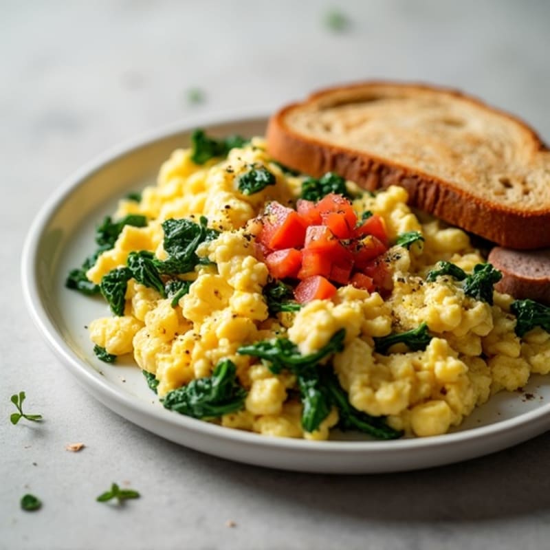 Egg White Scramble with Spinach, Turkey Sausage & Toast