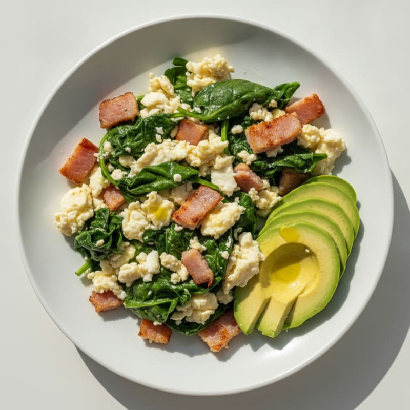 Scrambled Egg Whites with Spinach and Turkey Bacon