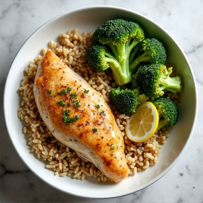 Sheet Pan Lemon-Herb Chicken with Roasted Broccoli and Brown Rice