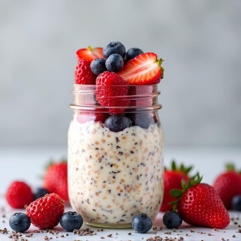 Vanilla-Berry Protein Overnight Oats