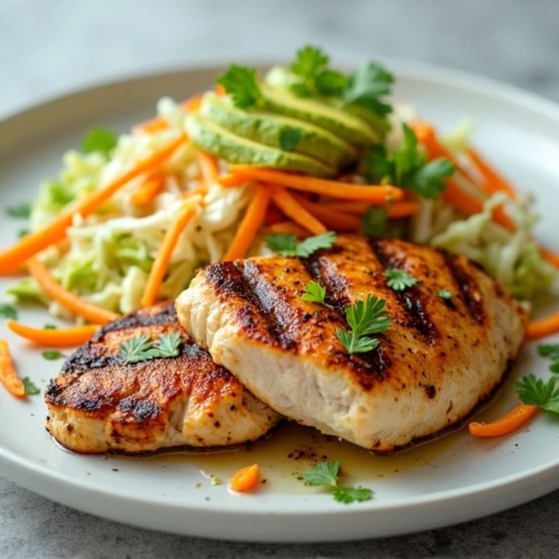 Grilled Chicken Breast with Crunchy Cabbage Slaw