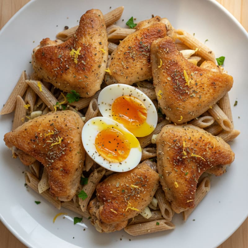 Lemon-Herb Roasted Chicken Wings with Pasta