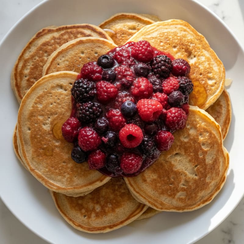 Fluffy Buttermilk Pancakes with Berry Compote