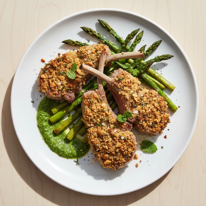 Tender Herb-Crusted Lamb Chops with Zesty Mint Sauce