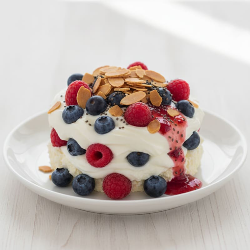 Greek Yogurt Protein Parfait with Mixed Berries and Almonds
