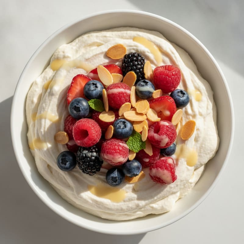 Greek Yogurt Protein Mousse with Mixed Berries