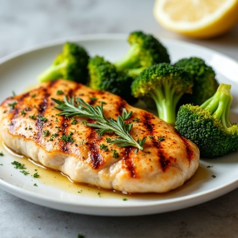 Lemon Herb Grilled Chicken with Crispy Roasted Broccoli