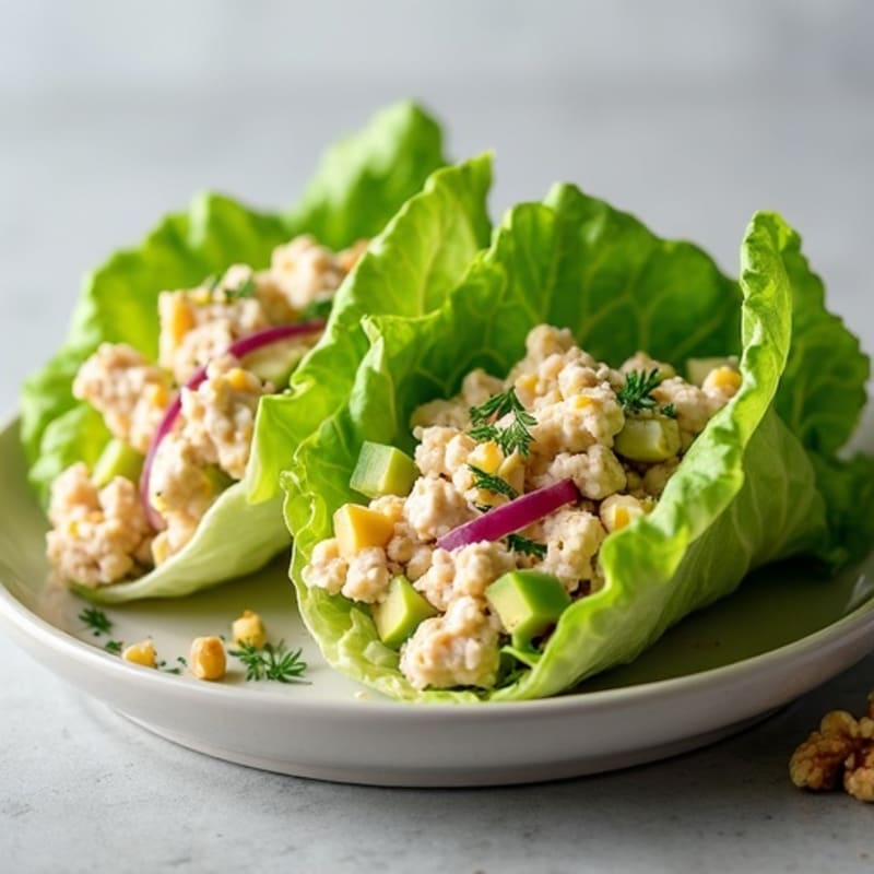 Creamy Lemon-Herb Tuna Salad Lettuce Wraps