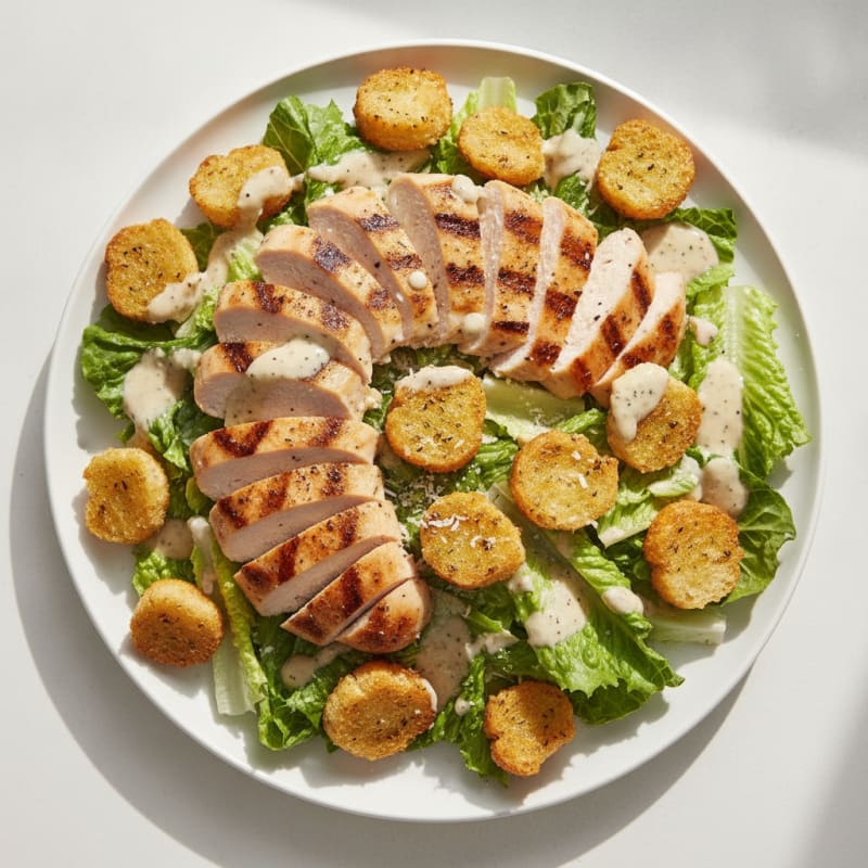 Chicken Caesar Salad with Garlic Croutons