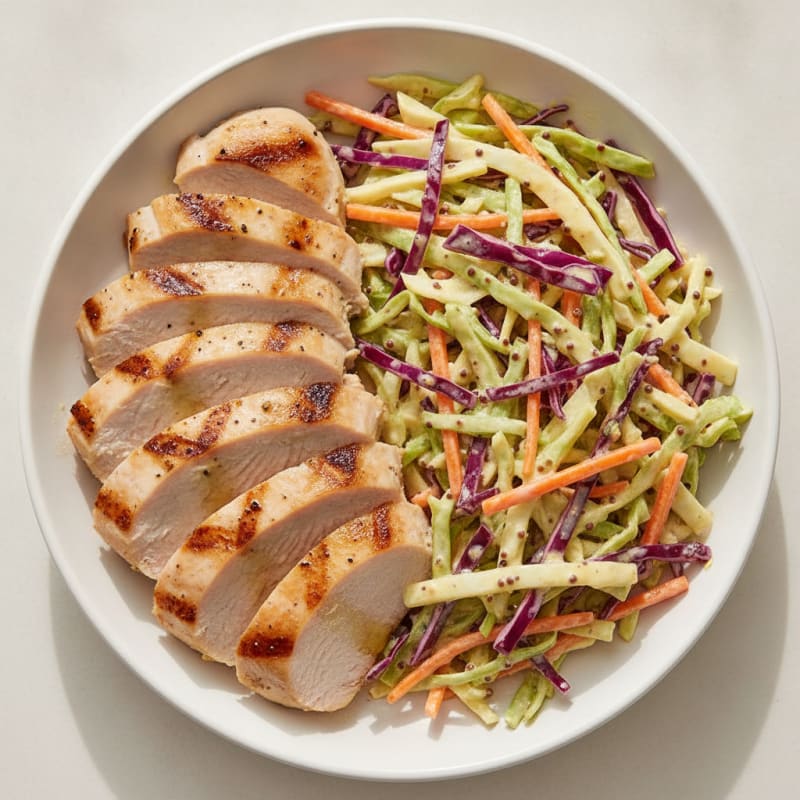Grilled Turkey Breast with Crunchy Cabbage Slaw