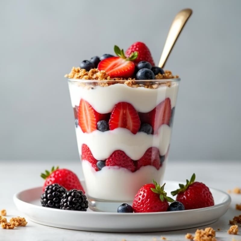 Greek Yogurt Protein Parfait with Mixed Berries
