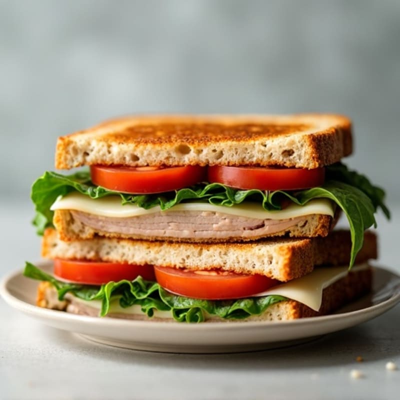 Crispy Whole Wheat Triple-Decker Turkey, Spinach, and Tomato Grilled Cheese