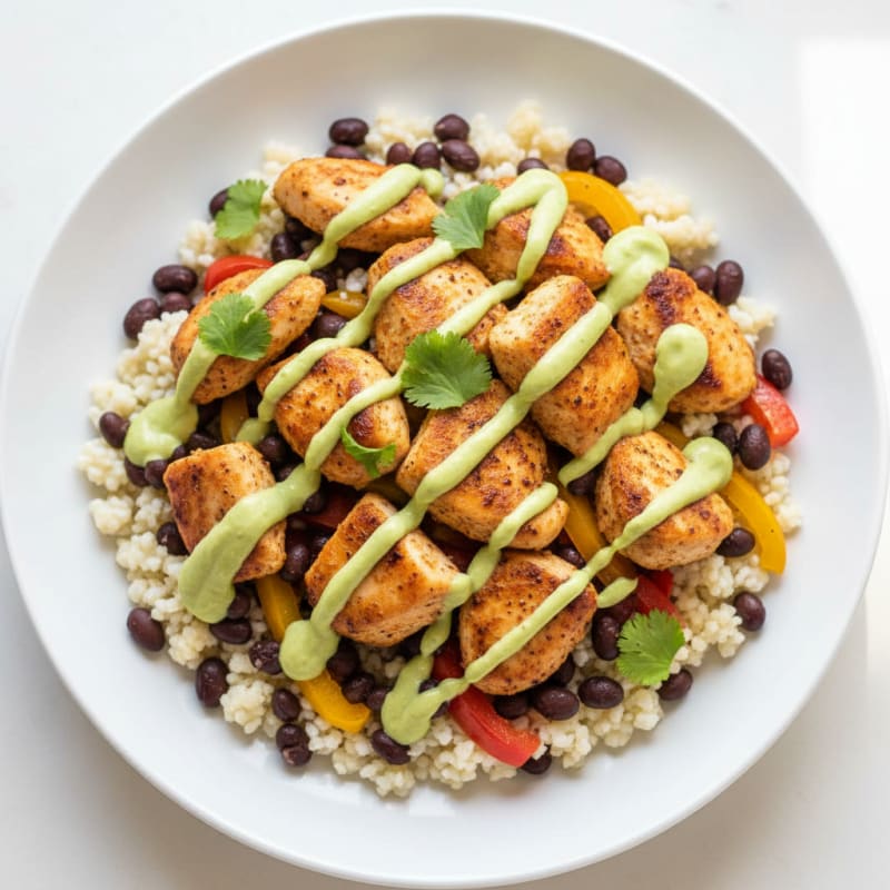 Chicken Taco Bowl with Avocado Crema