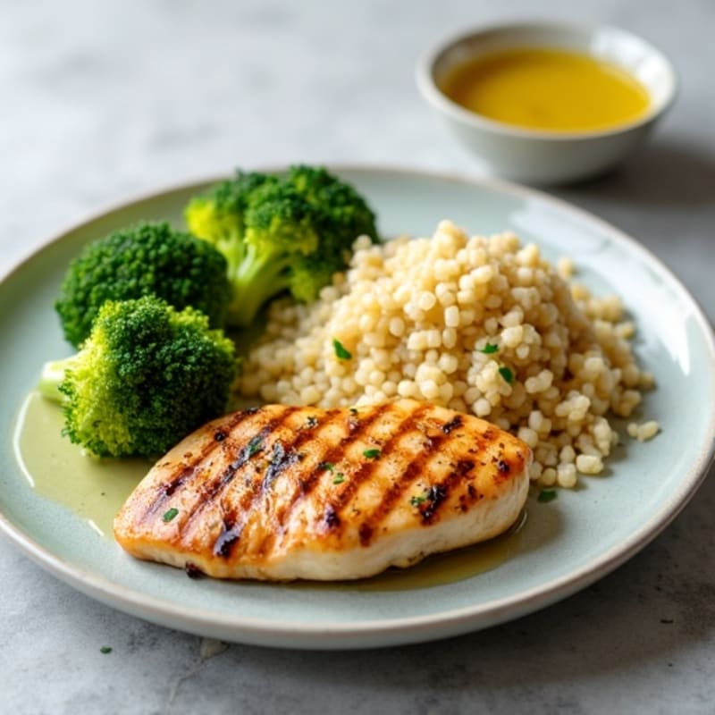 Grilled Chicken Breast with Quinoa and Steamed Broccoli