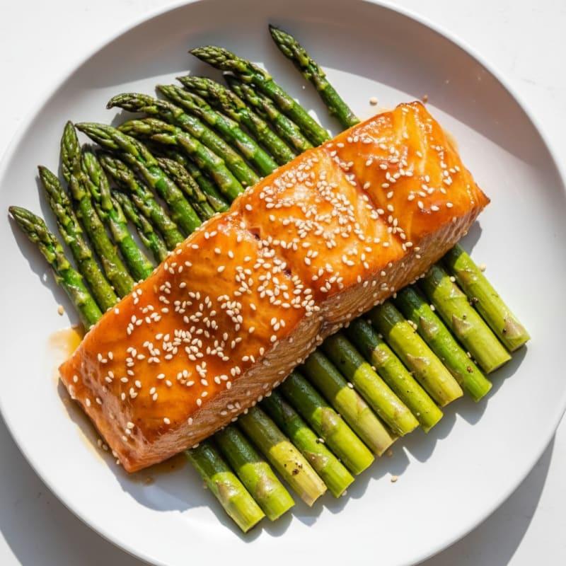 Golden Teriyaki Glazed Salmon with Roasted Asparagus