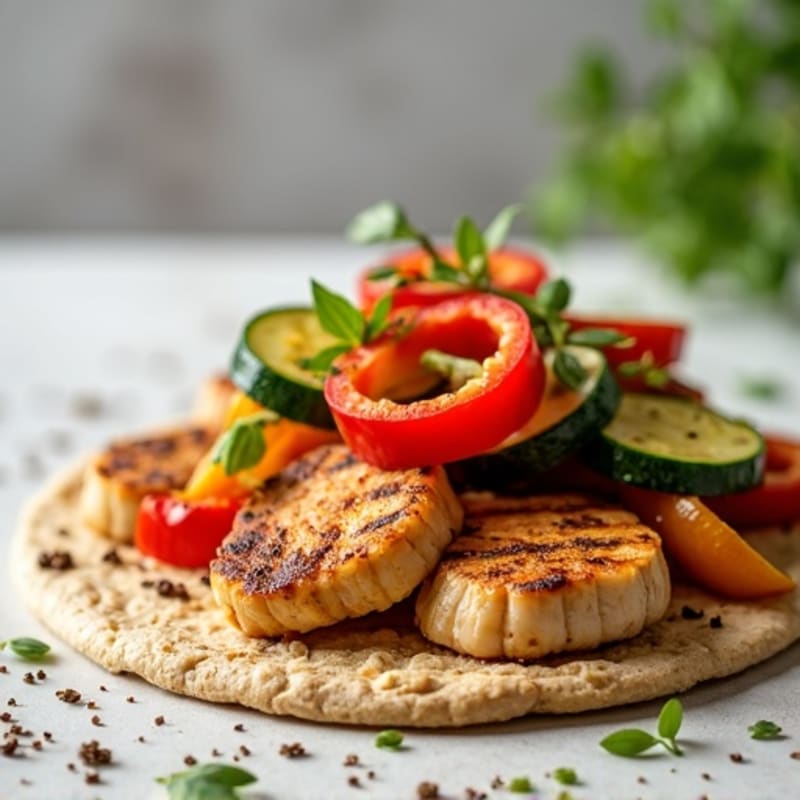Herb-Grilled Chicken Flatbread with Roasted Vegetables