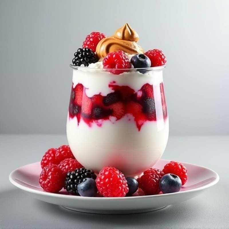 Greek Yogurt Protein Parfait with Mixed Berries and Almond Butter