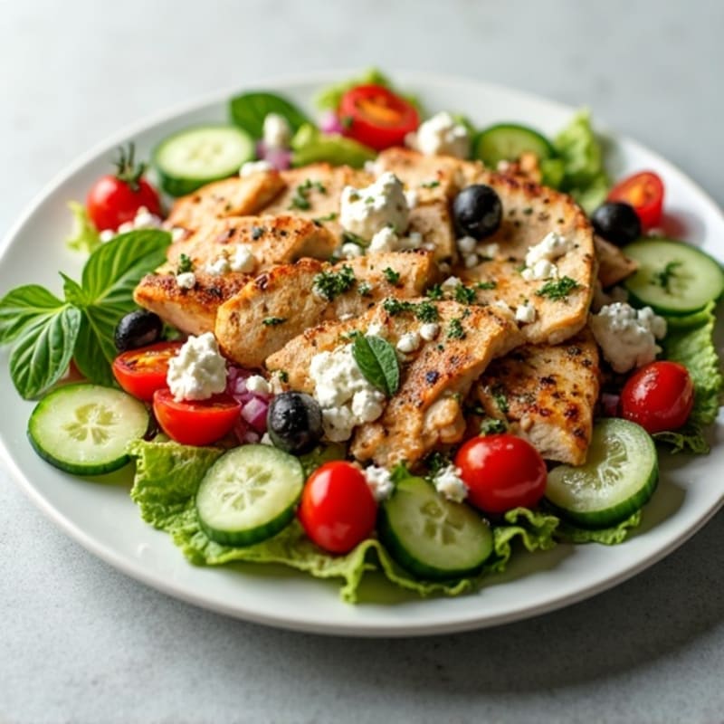 Fresh Mediterranean Chopped Salad with Herb-Marinated Feta